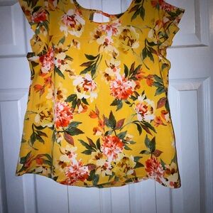 Papermoon Yellow Flutter Sleeve Ruffled Blouse
